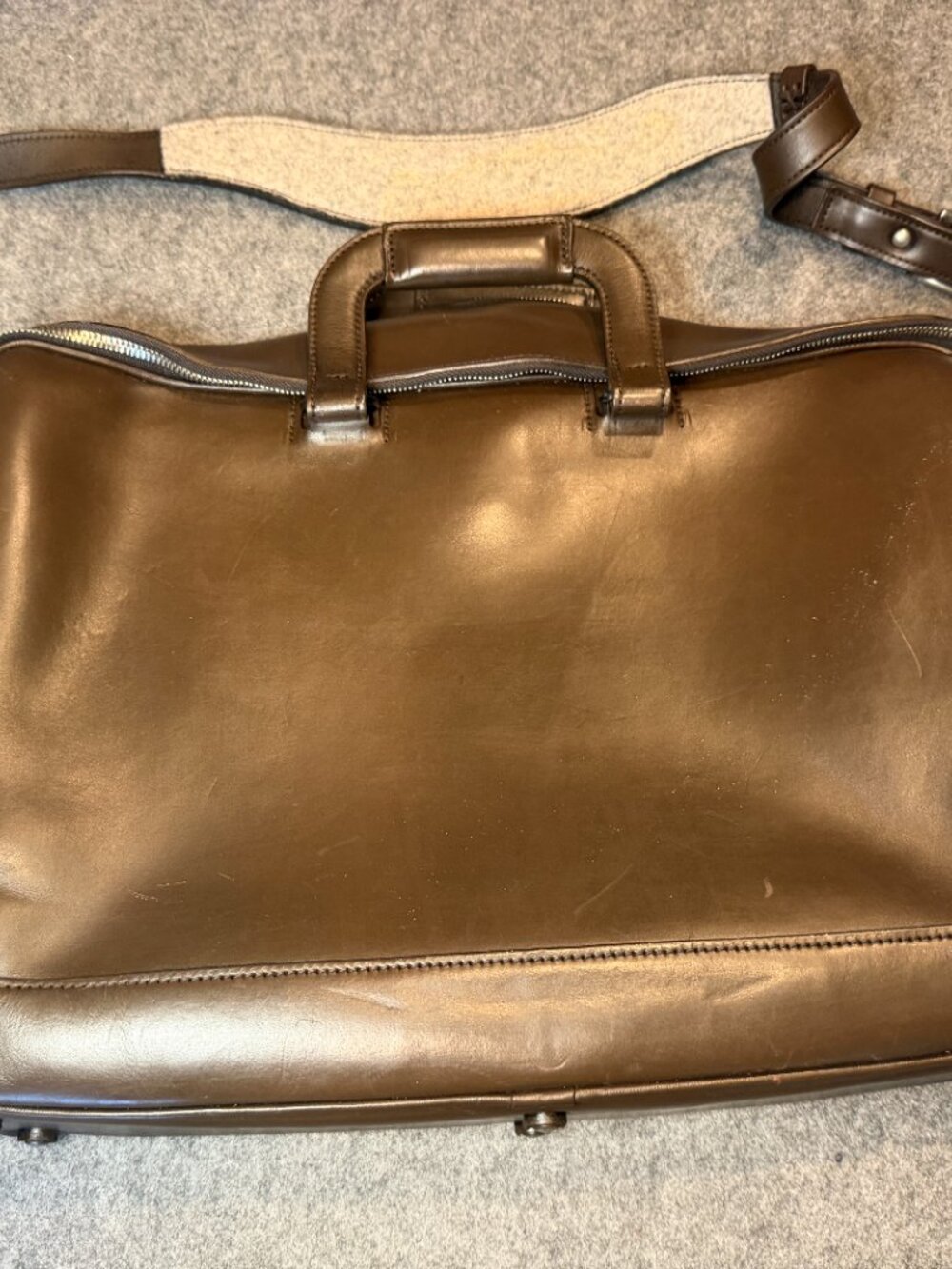 Glaser Designs Brown Saddle Leather Briefcase Travel Bag Rare USA - Picture 11 of 15
